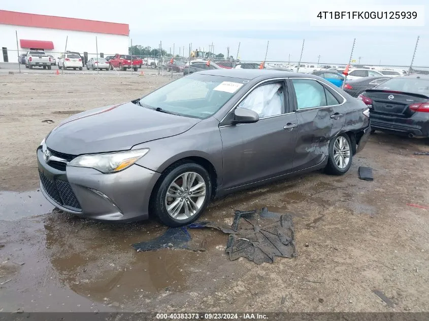 2016 Toyota Camry Se VIN: 4T1BF1FK0GU125939 Lot: 40383373