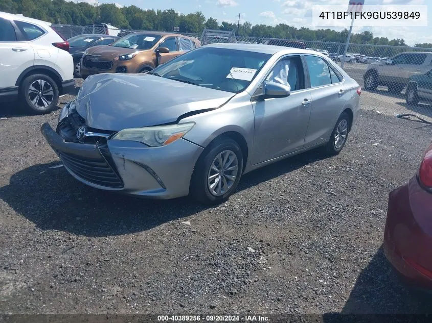 2016 Toyota Camry Le VIN: 4T1BF1FK9GU539849 Lot: 40389256