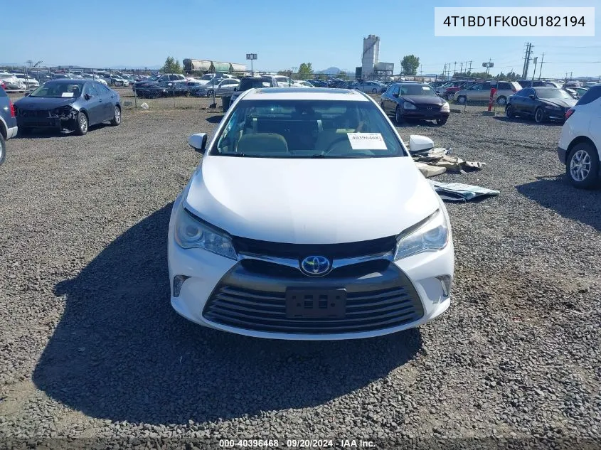 2016 Toyota Camry Hybrid Xle VIN: 4T1BD1FK0GU182194 Lot: 40396468