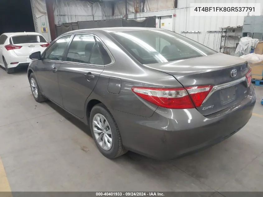 2016 Toyota Camry Le/Xle/Se/Xse VIN: 4T4BF1FK8GR537791 Lot: 40401933