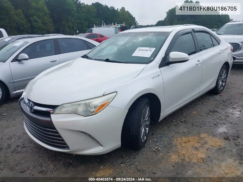 2016 Toyota Camry Hybrid Xle VIN: 4T1BD1FK8GU186705 Lot: 40403074