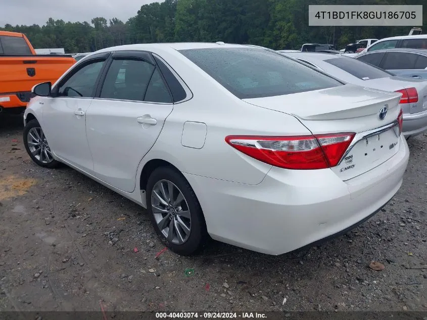 2016 Toyota Camry Hybrid Xle VIN: 4T1BD1FK8GU186705 Lot: 40403074