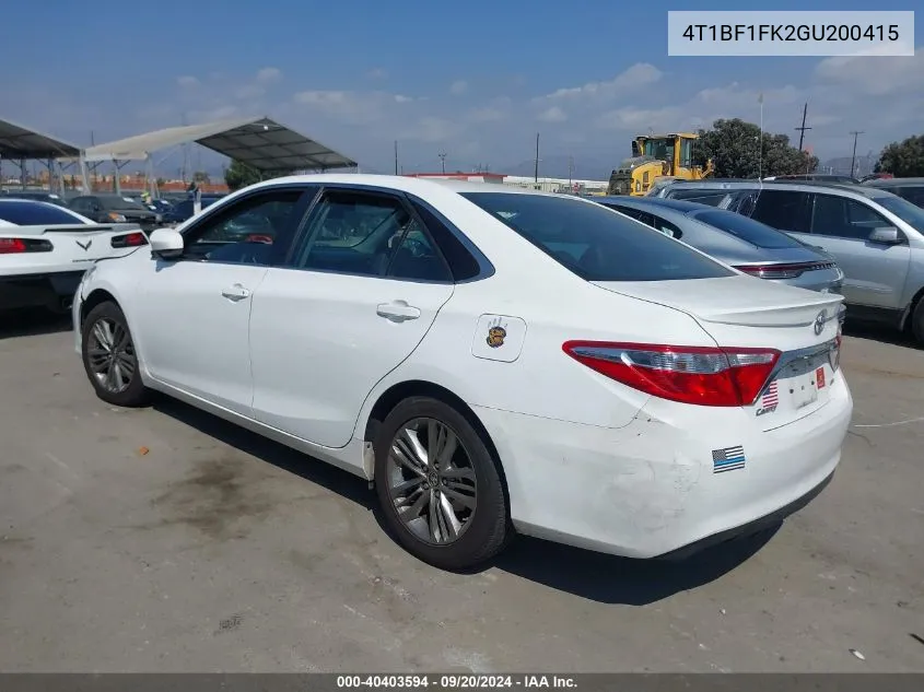 4T1BF1FK2GU200415 2016 Toyota Camry Se