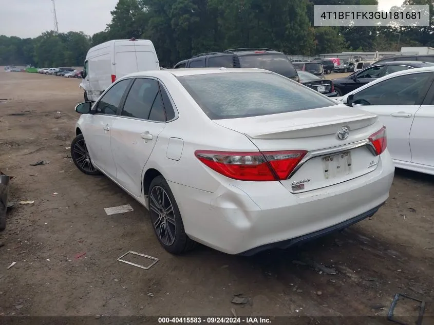 2016 Toyota Camry Le/Xle/Se/Xse VIN: 4T1BF1FK3GU181681 Lot: 40415583