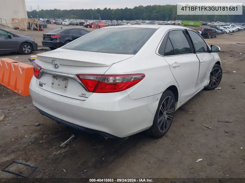 2016 Toyota Camry Le/Xle/Se/Xse VIN: 4T1BF1FK3GU181681 Lot: 40415583