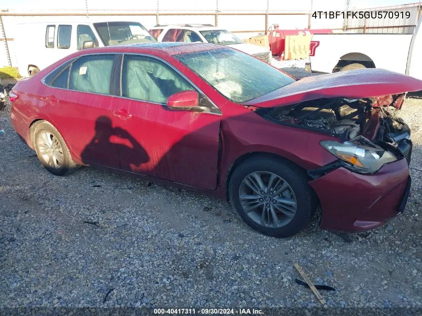 2016 Toyota Camry Se VIN: 4T1BF1FK5GU570919 Lot: 40417311