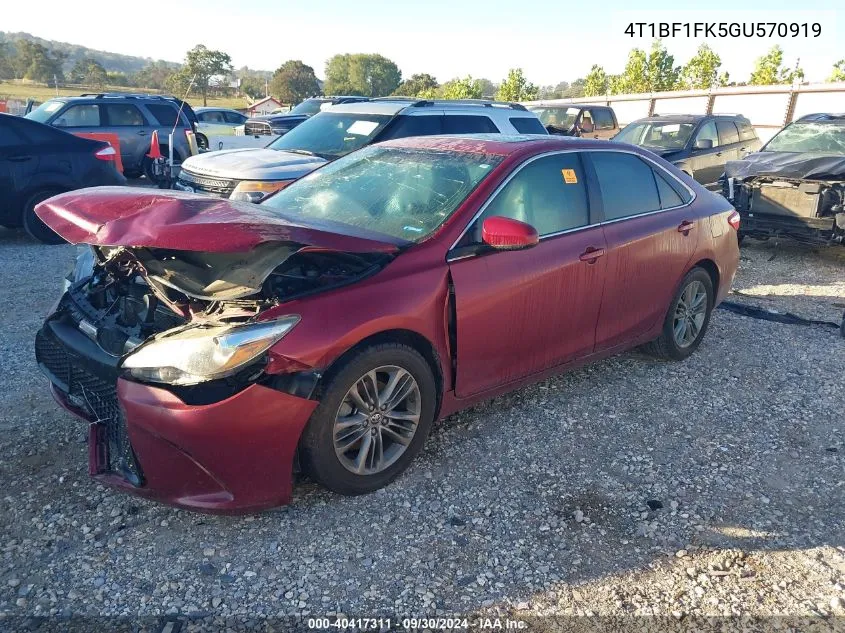 2016 Toyota Camry Se VIN: 4T1BF1FK5GU570919 Lot: 40417311