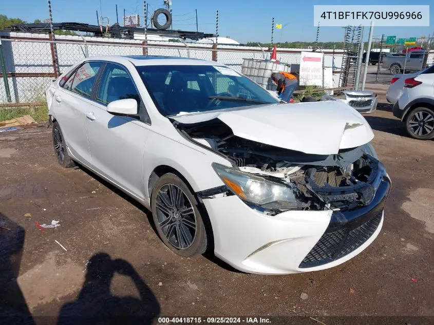 2016 Toyota Camry Se VIN: 4T1BF1FK7GU996966 Lot: 40418715