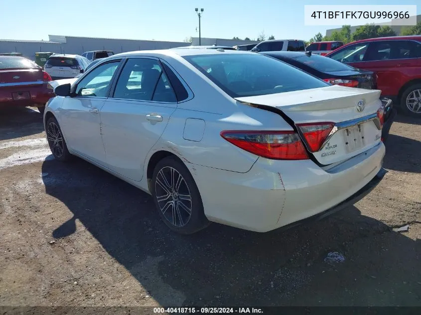 2016 Toyota Camry Se VIN: 4T1BF1FK7GU996966 Lot: 40418715