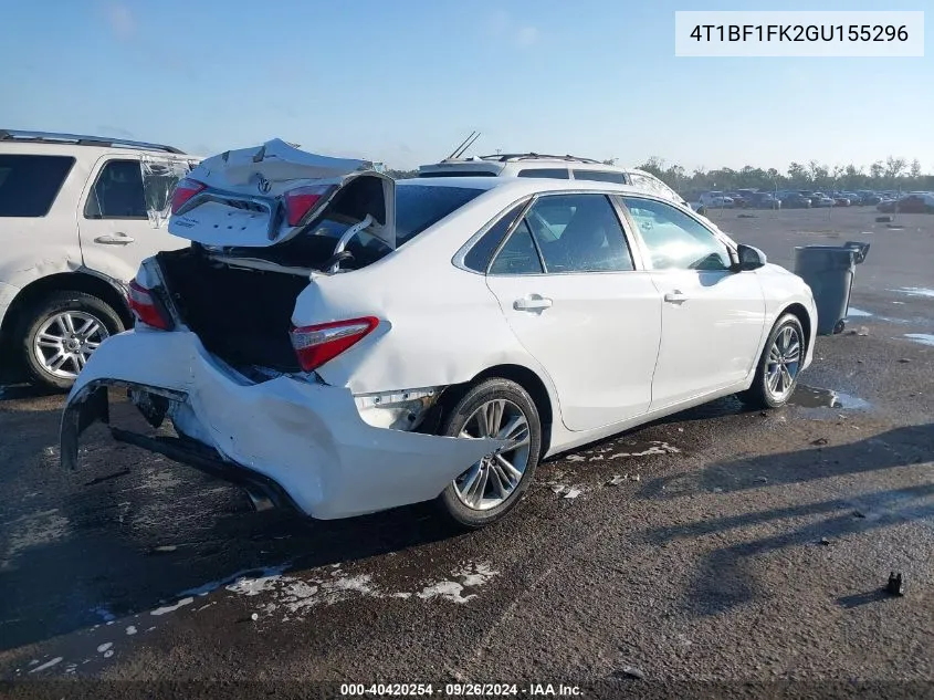 2016 Toyota Camry Se VIN: 4T1BF1FK2GU155296 Lot: 40420254