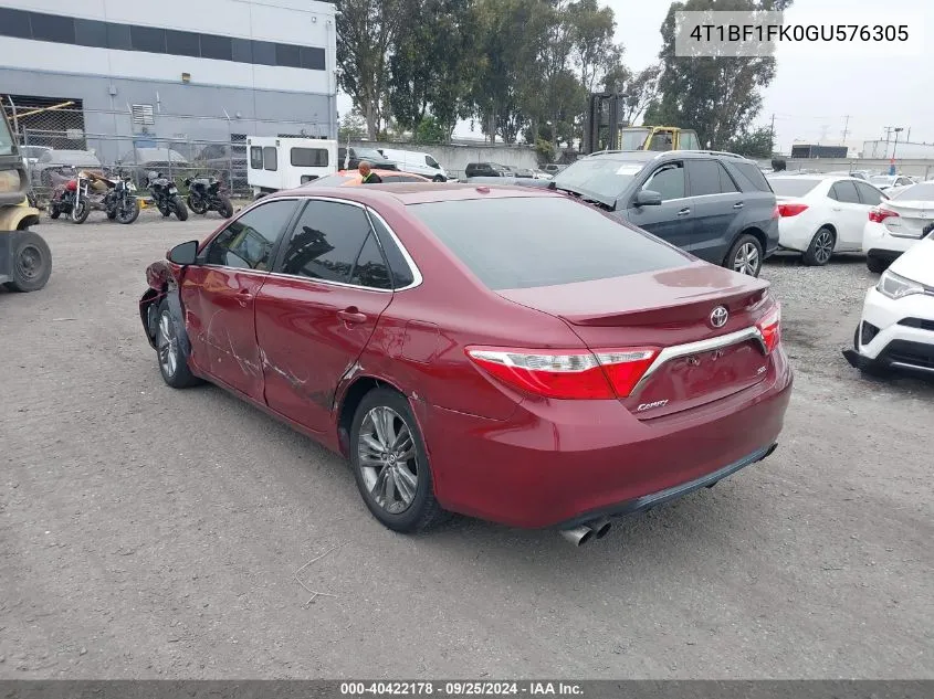 2016 Toyota Camry Le/Xle/Se/Xse VIN: 4T1BF1FK0GU576305 Lot: 40422178