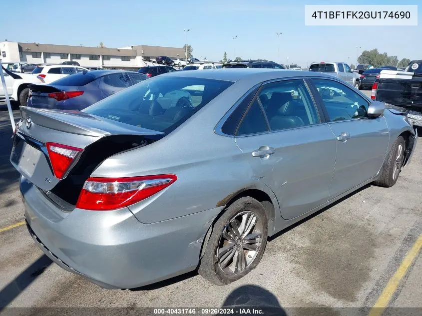 2016 Toyota Camry Se VIN: 4T1BF1FK2GU174690 Lot: 40431746