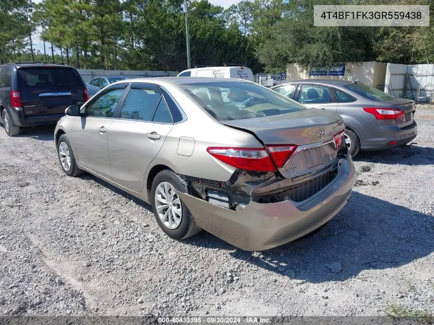 2016 Toyota Camry Le VIN: 4T4BF1FK3GR559438 Lot: 40433395