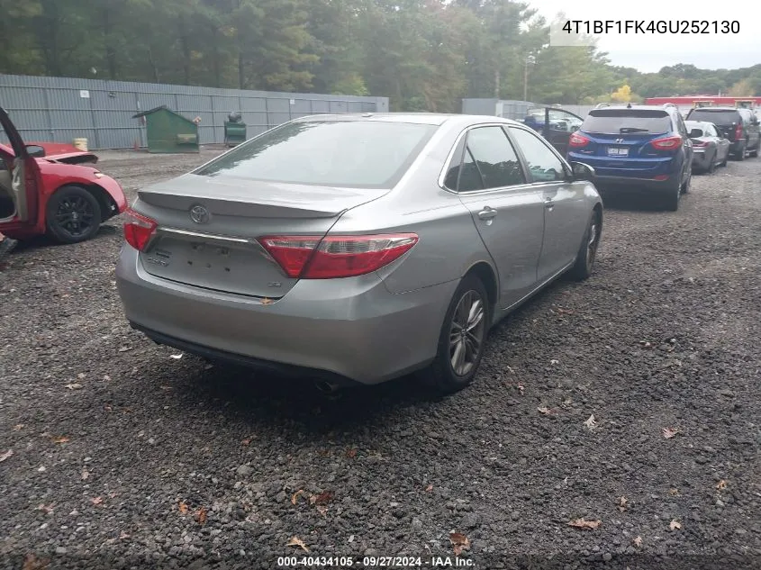 2016 Toyota Camry Se VIN: 4T1BF1FK4GU252130 Lot: 40434105