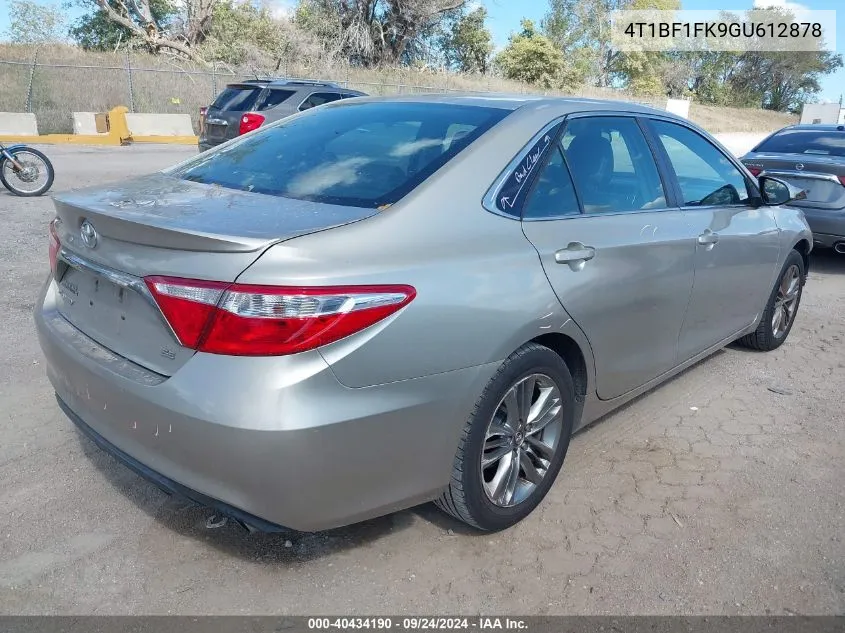 2016 Toyota Camry Se VIN: 4T1BF1FK9GU612878 Lot: 40434190