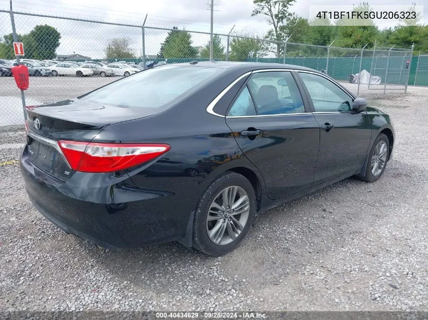 2016 Toyota Camry Se VIN: 4T1BF1FK5GU206323 Lot: 40434629