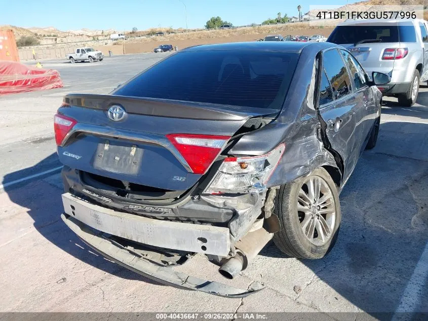 2016 Toyota Camry Se VIN: 4T1BF1FK3GU577996 Lot: 40436647