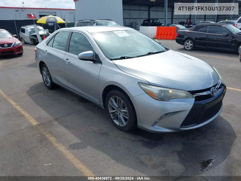 2016 Toyota Camry Se VIN: 4T1BF1FK1GU137307 Lot: 40436972