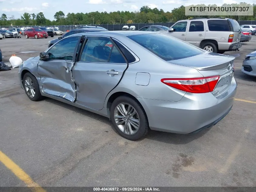 2016 Toyota Camry Se VIN: 4T1BF1FK1GU137307 Lot: 40436972