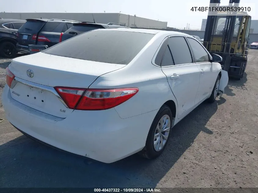 4T4BF1FK0GR539910 2016 Toyota Camry Le