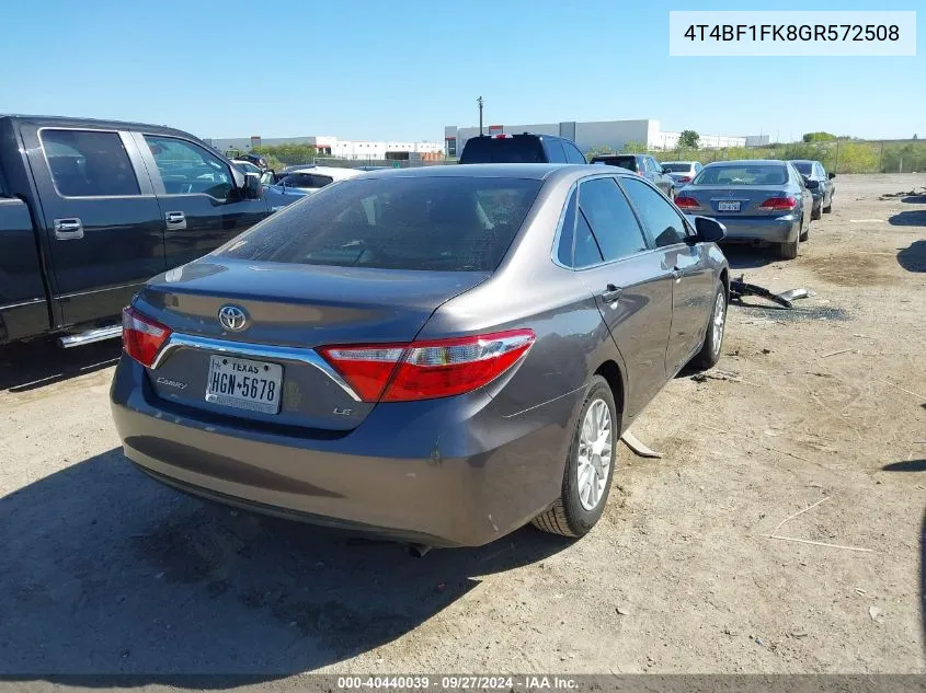 2016 Toyota Camry Le VIN: 4T4BF1FK8GR572508 Lot: 40440039