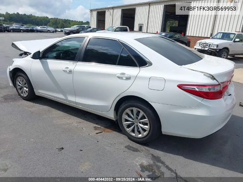 4T4BF1FK3GR569953 2016 Toyota Camry Le