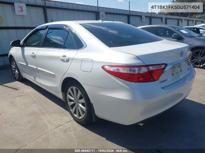 2016 Toyota Camry Xle V6 VIN: 4T1BK1FK5GU571404 Lot: 40442111