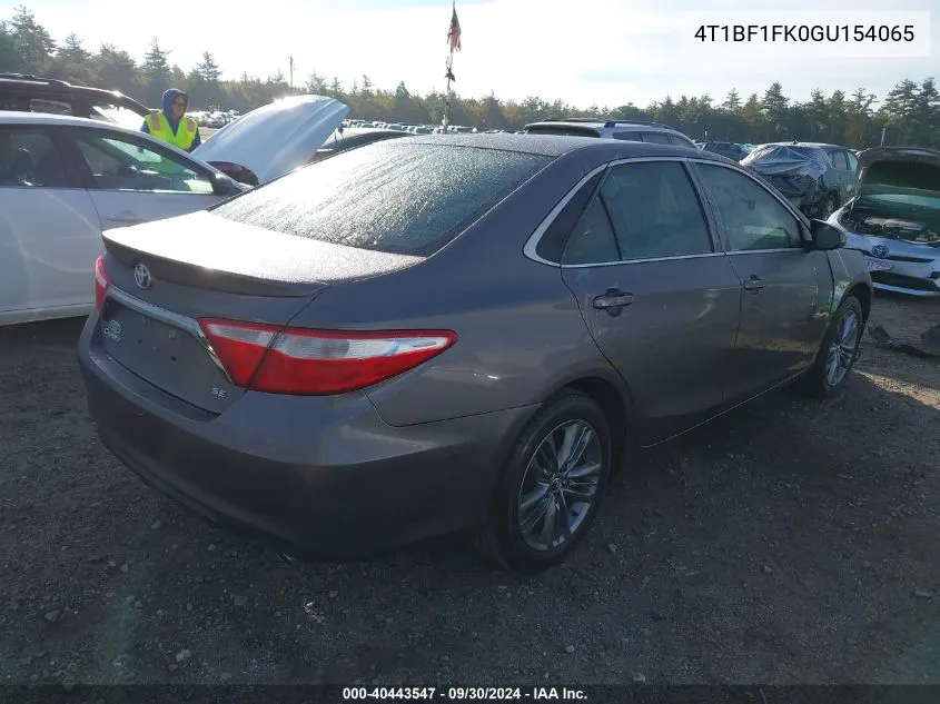 2016 Toyota Camry Se VIN: 4T1BF1FK0GU154065 Lot: 40443547