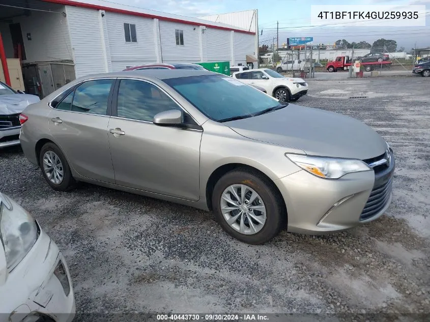 2016 Toyota Camry Le/Xle/Se/Xse VIN: 4T1BF1FK4GU259935 Lot: 40443730