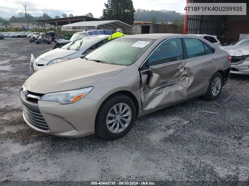 2016 Toyota Camry Le/Xle/Se/Xse VIN: 4T1BF1FK4GU259935 Lot: 40443730