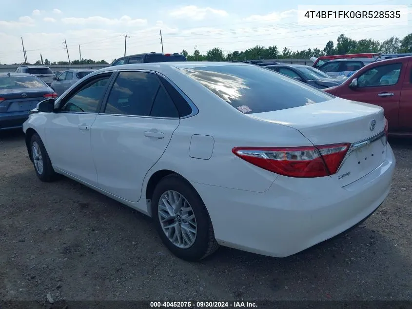 4T4BF1FK0GR528535 2016 Toyota Camry Le