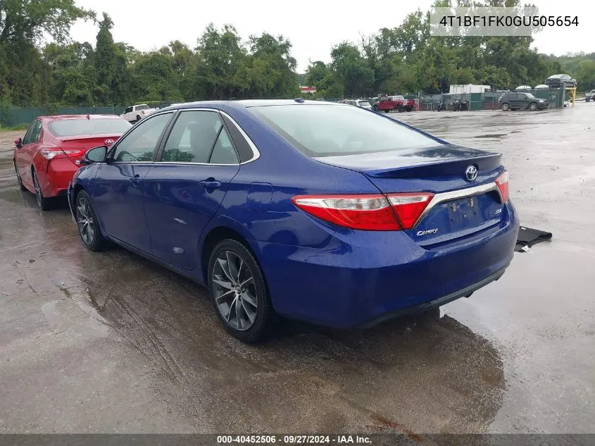 2016 Toyota Camry Xse VIN: 4T1BF1FK0GU505654 Lot: 40452506