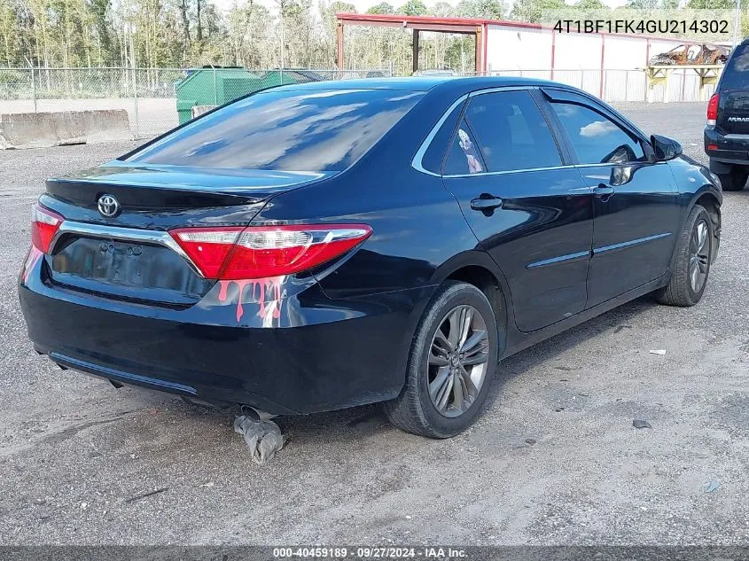 4T1BF1FK4GU214302 2016 Toyota Camry Se