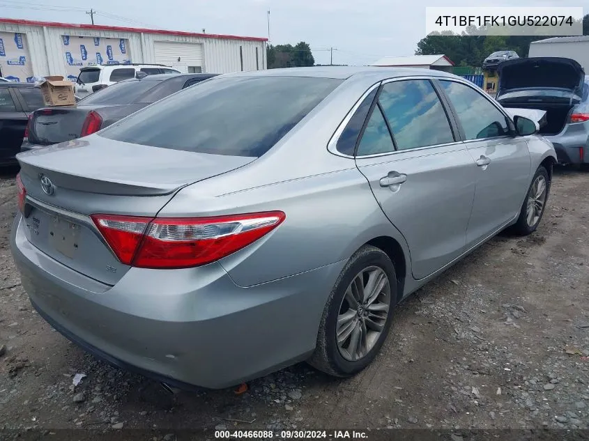 2016 Toyota Camry Se VIN: 4T1BF1FK1GU522074 Lot: 40466088