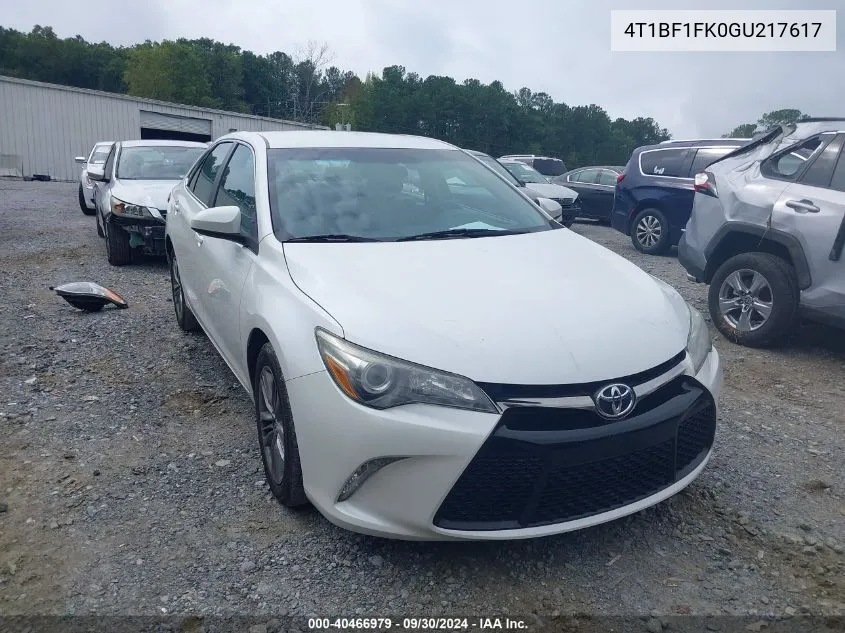 2016 Toyota Camry Se VIN: 4T1BF1FK0GU217617 Lot: 40466979