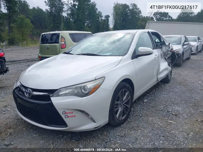 2016 Toyota Camry Se VIN: 4T1BF1FK0GU217617 Lot: 40466979