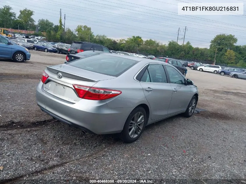 2016 Toyota Camry Se VIN: 4T1BF1FK8GU216831 Lot: 40468358