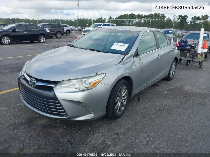 2016 Toyota Camry Xle VIN: 4T4BF1FK3GR545426 Lot: 40476509