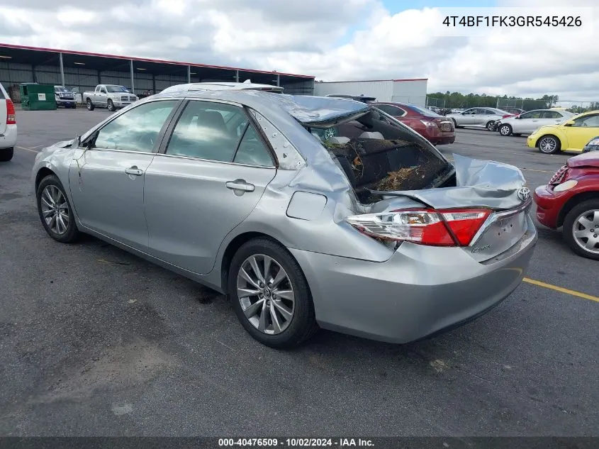 2016 Toyota Camry Xle VIN: 4T4BF1FK3GR545426 Lot: 40476509