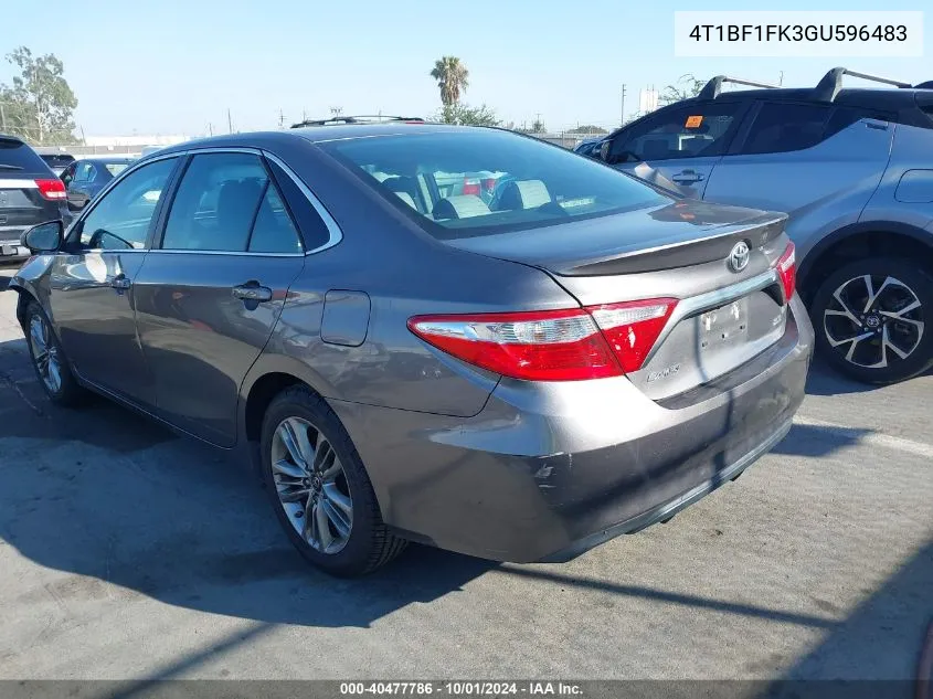 2016 Toyota Camry Se VIN: 4T1BF1FK3GU596483 Lot: 40477786