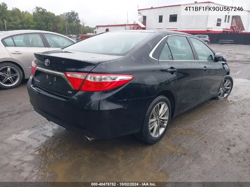 2016 Toyota Camry Se VIN: 4T1BF1FK9GU567246 Lot: 40478752