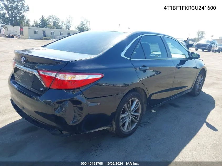 2016 Toyota Camry Se VIN: 4T1BF1FKRGU241600 Lot: 40483708