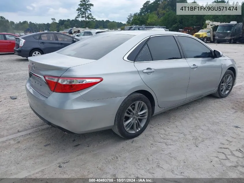 2016 Toyota Camry Se VIN: 4T1BF1FK9GU571474 Lot: 40493705