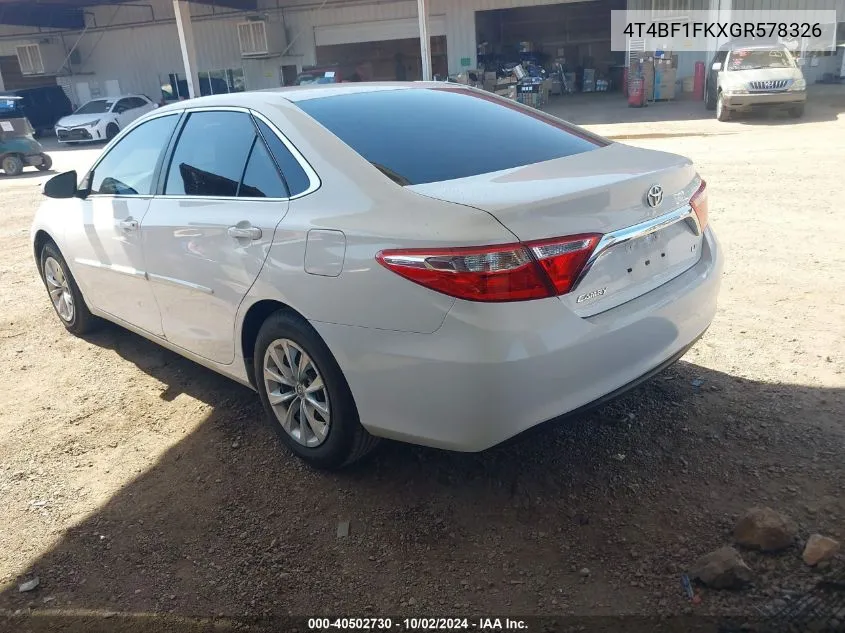 4T4BF1FKXGR578326 2016 Toyota Camry Le