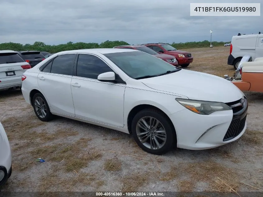 2016 Toyota Camry Le/Xle/Se/Xse VIN: 4T1BF1FK6GU519980 Lot: 40516360