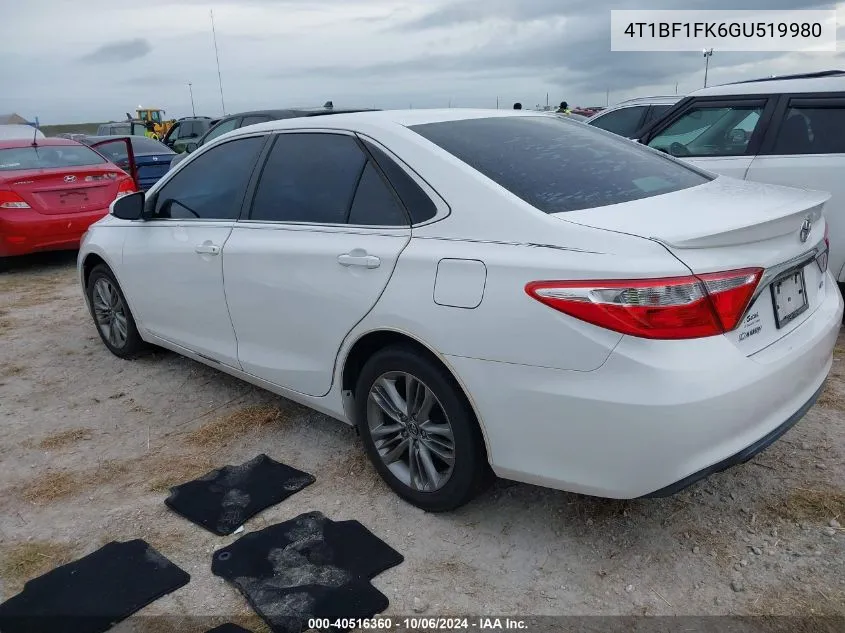 2016 Toyota Camry Le/Xle/Se/Xse VIN: 4T1BF1FK6GU519980 Lot: 40516360