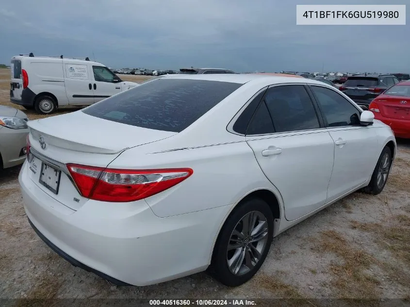 2016 Toyota Camry Le/Xle/Se/Xse VIN: 4T1BF1FK6GU519980 Lot: 40516360