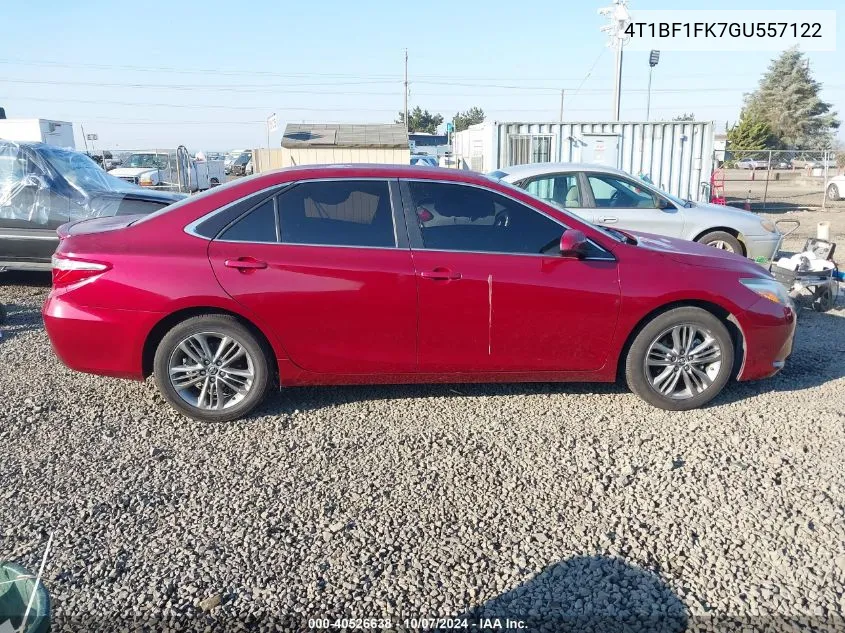 2016 Toyota Camry Le/Xle/Se/Xse VIN: 4T1BF1FK7GU557122 Lot: 40526638