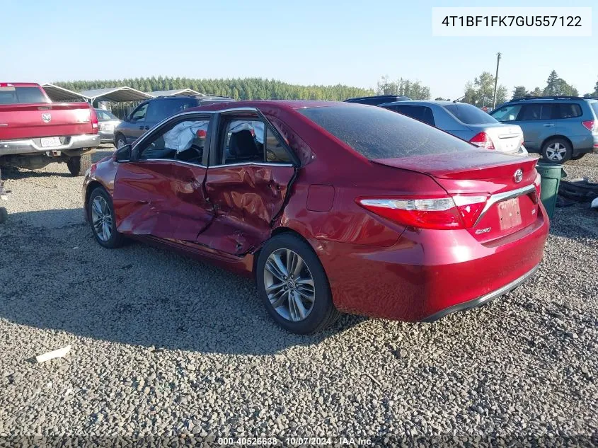 2016 Toyota Camry Le/Xle/Se/Xse VIN: 4T1BF1FK7GU557122 Lot: 40526638