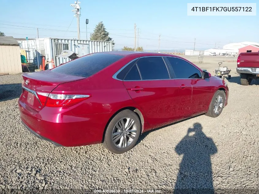 2016 Toyota Camry Le/Xle/Se/Xse VIN: 4T1BF1FK7GU557122 Lot: 40526638